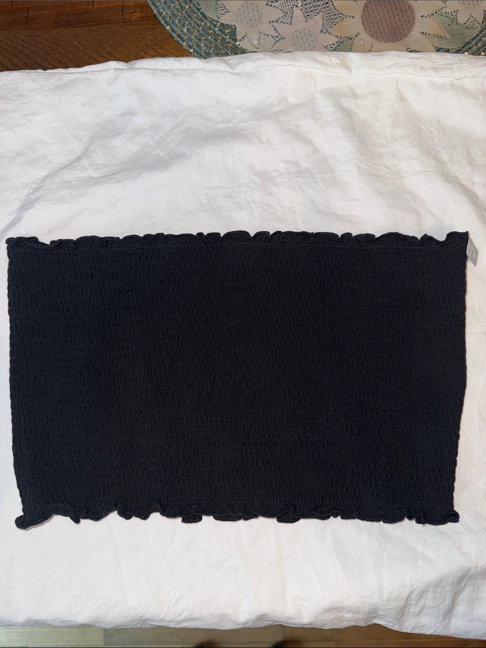 Pink Victoria’s Secret Black Smocked Ruffle Tube Top